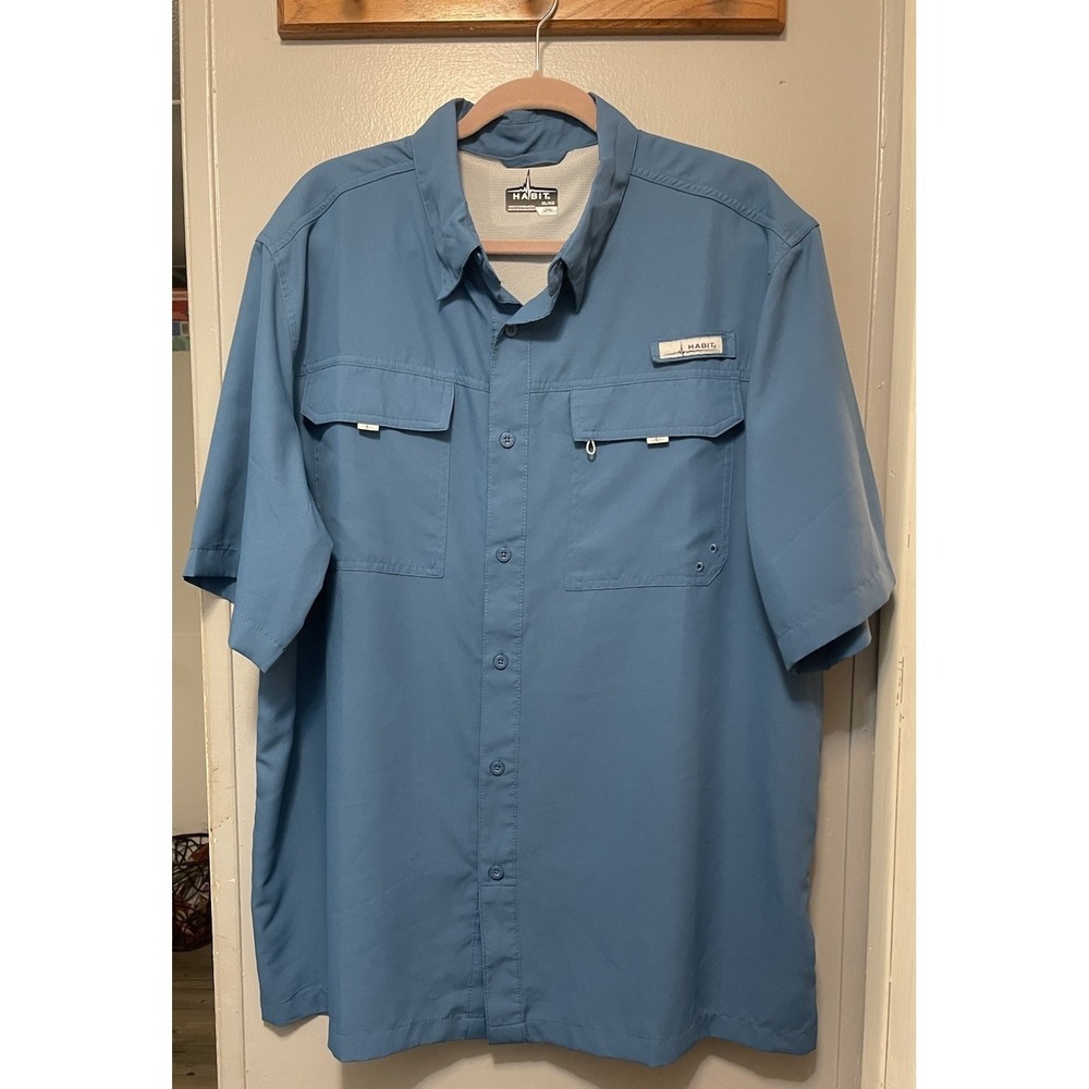 Habit Men's Fishing Shirt Vented Scuba Blue 40+Solar Protection Sz XL. NWOT